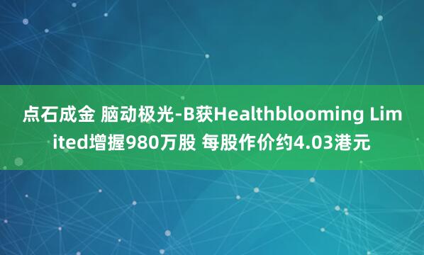 点石成金 脑动极光-B获Healthblooming Limited增握980万股 每股作价约4.03港元