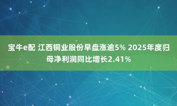 宝牛e配 江西铜业股份早盘涨逾5% 2025年度归母净利润同比增长2.41%