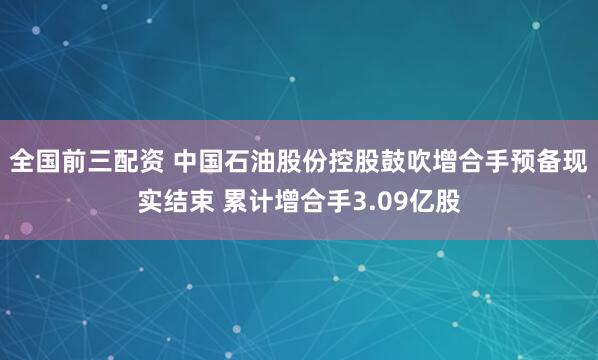全国前三配资 中国石油股份控股鼓吹增合手预备现实结束 累计增合手3.09亿股
